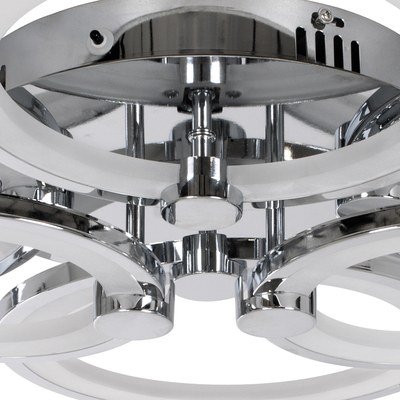 GloboStar® ROYAL-R 61324 Φωτιστικό Οροφής Design LED CCT 135W 16200lm 360° AC 220-240V - Εναλλαγή Φωτισμού μέσω Τηλεχειριστηρίου All In One Ψυχρό 6000k+Φυσικό 4500k+Θερμό 2700k Dimmable Μ80.5 x Π59 x Υ12cm - Νίκελ Χρώμιο - 3 Years Warranty