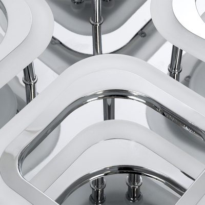 GloboStar® ROYAL-S 61326 Φωτιστικό Οροφής Design LED CCT 135W 16200lm 360° AC 220-240V - Εναλλαγή Φωτισμού μέσω Τηλεχειριστηρίου All In One Ψυχρό 6000k+Φυσικό 4500k+Θερμό 2700k Dimmable Μ58.5 x Π58.5 x Υ12cm - Νίκελ Χρώμιο - 3 Years Warranty