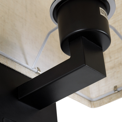 GloboStar® ROULETTE-S 61382 Μοντέρνο Φωτιστικό Τοίχου - Απλίκα Ξενοδοχείου Bed Side LED 3W 360lm & 1 x E27 36° & 360° AC 220-240V - Reading Up/Down Light - Φορτιστής USB 3A - Μ17 x Π20 x Υ37cm - Φυσικό Λευκό 4500K - Μαύρο με Μπεζ Καπέλο - Σετ 2 Τεμαχίων