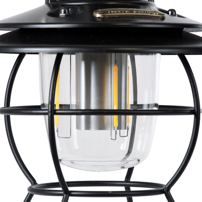 GloboStar® 85695 Αυτόνομο Φανάρι Camping LED 4W USB 2.0 με Επαναφορτιζόμενη Μπαταρία 1 x 18650 2000mAh Li-ion Power Bank IP20 Dimmable Μαύρο με Διάφανο Γυαλί CCT Εναλλαγή Φωτισμού μέσω On/Off All In One Ψυχρό 6000K+Φυσικό 4500K+Θερμό 2700K Φ13.5 x Υ17.5cm