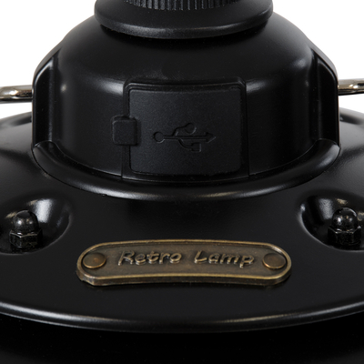 GloboStar® 85695 Αυτόνομο Φανάρι Camping LED 4W USB 2.0 με Επαναφορτιζόμενη Μπαταρία 1 x 18650 2000mAh Li-ion Power Bank IP20 Dimmable Μαύρο με Διάφανο Γυαλί CCT Εναλλαγή Φωτισμού μέσω On/Off All In One Ψυχρό 6000K+Φυσικό 4500K+Θερμό 2700K Φ13.5 x Υ17.5cm