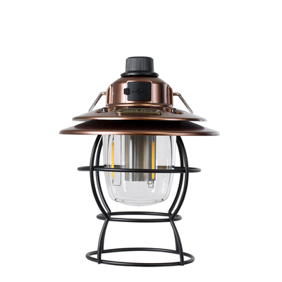 GloboStar® 85697 Αυτόνομο Φανάρι Camping LED 4W USB 2.0 με Επαναφορτιζόμενη Μπαταρία 1 x 18650 2000mAh Li-ion Power Bank IP20 Dimmable Καφέ με Διάφανο Γυαλί CCT Εναλλαγή Φωτισμού μέσω On/Off All In One Ψυχρό 6000K+Φυσικό 4500K+Θερμό 2700K Φ13.5 x Υ17.5cm