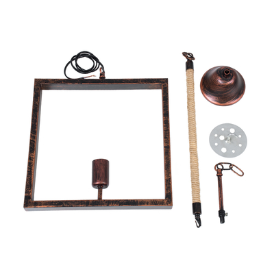 GloboStar® FRAISE 01814 Vintage Κρεμαστό Φωτιστικό Ανάρτηση Μονόφωτο 1 x E27 IP20 Χάλκινο Μέταλλο με Μπεζ Σχοινί - Μ32 x Π4 x Υ32cm