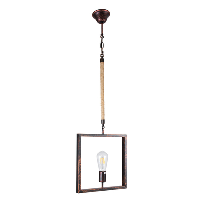 GloboStar® FRAISE 01814 Vintage Κρεμαστό Φωτιστικό Ανάρτηση Μονόφωτο 1 x E27 IP20 Χάλκινο Μέταλλο με Μπεζ Σχοινί - Μ32 x Π4 x Υ32cm