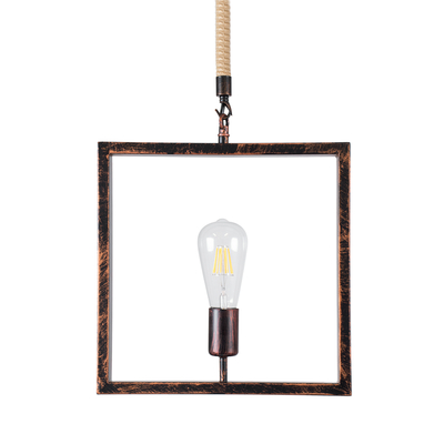 GloboStar® FRAISE 01814 Vintage Κρεμαστό Φωτιστικό Ανάρτηση Μονόφωτο 1 x E27 IP20 Χάλκινο Μέταλλο με Μπεζ Σχοινί - Μ32 x Π4 x Υ32cm