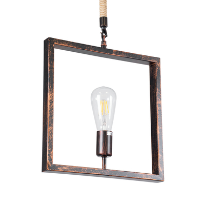 GloboStar® FRAISE 01814 Vintage Κρεμαστό Φωτιστικό Ανάρτηση Μονόφωτο 1 x E27 IP20 Χάλκινο Μέταλλο με Μπεζ Σχοινί - Μ32 x Π4 x Υ32cm