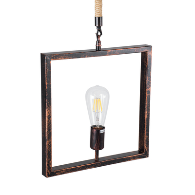 GloboStar® FRAISE 01814 Vintage Κρεμαστό Φωτιστικό Ανάρτηση Μονόφωτο 1 x E27 IP20 Χάλκινο Μέταλλο με Μπεζ Σχοινί - Μ32 x Π4 x Υ32cm