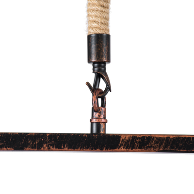 GloboStar® FRAISE 01814 Vintage Κρεμαστό Φωτιστικό Ανάρτηση Μονόφωτο 1 x E27 IP20 Χάλκινο Μέταλλο με Μπεζ Σχοινί - Μ32 x Π4 x Υ32cm