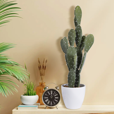 GloboStar® Artificial Garden OPUNTIA FICUS-INDICA CACTUS 20096 Τεχνητό Διακοσμητικό Φυτό Κάκτος Φραγκοσυκιά Υ60cm