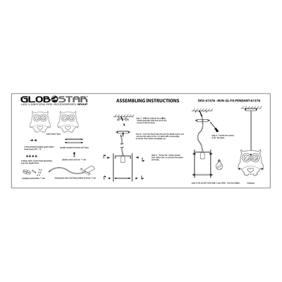 GloboStar® OWL 61576 Παιδικό Κρεμαστό Φωτιστικό Φιγούρα Μονόφωτο 1 x E27 IP20 Πολύχρωμο Πλαστικό - Μ29.5 x Π15.5 x Υ30.5cm