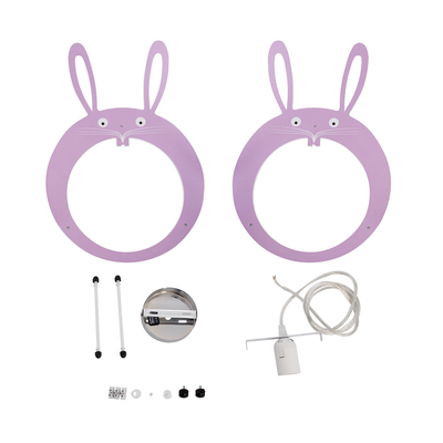 GloboStar® BUNNY 61577 Παιδικό Κρεμαστό Φωτιστικό Φιγούρα Μονόφωτο 1 x E27 IP20 Ροζ & Άσπρο Πλαστικό - Μ27.2 x Π15.5 x Υ40cm