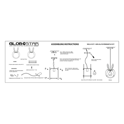 GloboStar® BUNNY 61577 Παιδικό Κρεμαστό Φωτιστικό Φιγούρα Μονόφωτο 1 x E27 IP20 Ροζ & Άσπρο Πλαστικό - Μ27.2 x Π15.5 x Υ40cm