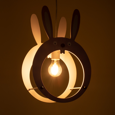 GloboStar® BUNNY 61577 Παιδικό Κρεμαστό Φωτιστικό Φιγούρα Μονόφωτο 1 x E27 IP20 Ροζ & Άσπρο Πλαστικό - Μ27.2 x Π15.5 x Υ40cm