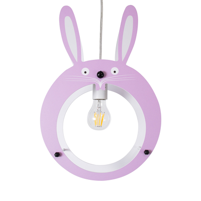 GloboStar® BUNNY 61577 Παιδικό Κρεμαστό Φωτιστικό Φιγούρα Μονόφωτο 1 x E27 IP20 Ροζ & Άσπρο Πλαστικό - Μ27.2 x Π15.5 x Υ40cm