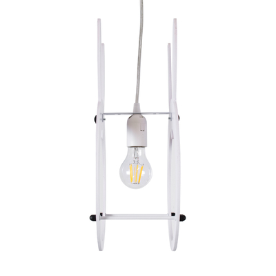 GloboStar® BUNNY 61577 Παιδικό Κρεμαστό Φωτιστικό Φιγούρα Μονόφωτο 1 x E27 IP20 Ροζ & Άσπρο Πλαστικό - Μ27.2 x Π15.5 x Υ40cm