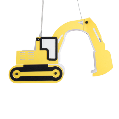 GloboStar® EXCAVATOR 61579 Παιδικό Κρεμαστό Φωτιστικό Φιγούρα Μονόφωτο 1 x E27 IP20 Κίτρινο & Μαύρο Πλαστικό - Μ45 x Π15.5 x Υ27cm
