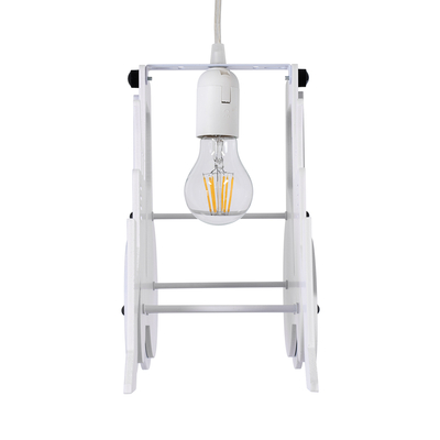 GloboStar® TRACTOR 61580 Παιδικό Κρεμαστό Φωτιστικό Φιγούρα Μονόφωτο 1 x E27 IP20 Μπλε, Μαύρο & Λευκό Πλαστικό - Μ40 x Π15.5 x Υ26.5cm