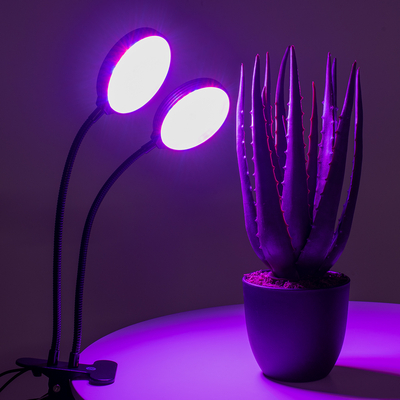 GloboStar® 79650 Grow Light Full Spectrum LED Φωτιστικό Ανάπτυξης Φυτών Γλάστρας με 2 Κινούμενες Κεφαλές & Βάση Clip SMD 2835 10W 160° DC 5V IP20 με Dimmer & Timer Εσωτερικού Χώρου για Κάλυψη Επιφάνειας 0.6m x 0.6m Πλήρους Φάσματος Φωτισμού