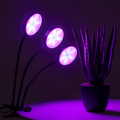 GloboStar® 79652 Grow Light Full Spectrum LED Φωτιστικό Ανάπτυξης Φυτών Γλάστρας με 3 Κινούμενες Κεφαλές & Βάση Clip SMD 2835 15W 160° DC 5V IP20 με Dimmer & Timer Εσωτερικού Χώρου για Κάλυψη Επιφάνειας 1m x 1m Πλήρους Φάσματος Φωτισμού