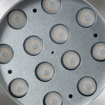 GloboStar® UNDERWATER-TUNI 90420 Υποβρύχιο Χωνευτό Φωτιστικό Σποτ Ειδικό για Σιντριβάνια LED 12W 1080lm 30° DC 24V Αδιάβροχο IP68 Φ18 x Υ11cm Θερμό Λευκό 2700K - Ανοξείδωτο Ατσάλι - 3 Years Warranty