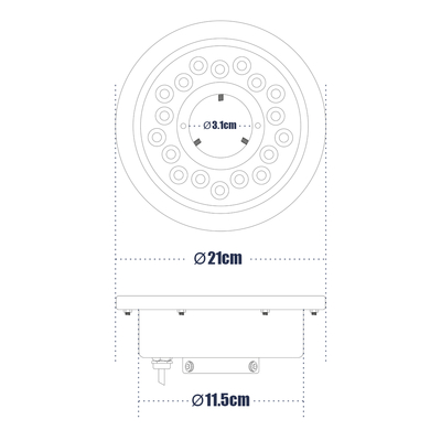 GloboStar® UNDERWATER-DENIS 90434 Υποβρύχιο Χωνευτό Φωτιστικό Σποτ Ειδικό για Σιντριβάνια - Πισίνες - Τζακούζι LED 9W 765lm 30° DC 24V Αδιάβροχο IP68 Φ21 x Υ7.5cm RGBW DMX512 - Ανοξείδωτο Ατσάλι SS304 - 3 Years Warranty