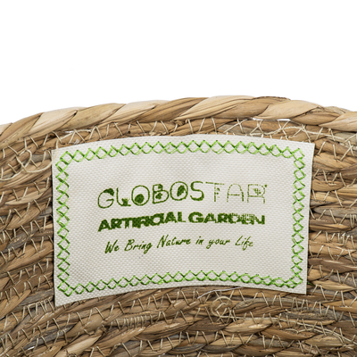 GloboStar® Artificial Garden TINOS 20290 Διακοσμητικό Πλεκτό Καλάθι - Κασπώ Γλάστρα - Flower Pot Μπεζ Φ25cm x Υ20cm
