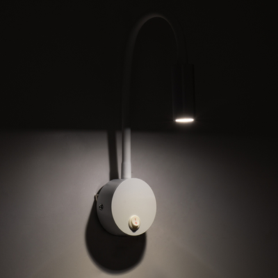 GloboStar® GOOSE 60876 Μοντέρνο Φωτιστικό Τοίχου - Απλίκα Ξενοδοχείου Bed Side LED 3W 300lm 36° AC 220-240V - Reading Light - Μ6.5 x Π15 x Υ24.5cm - Φυσικό Λευκό 4500K - Λευκό - 3 Xρόνια Εγγύηση