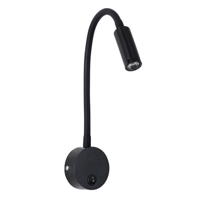 GloboStar® GOOSE 60878 Μοντέρνο Φωτιστικό Τοίχου - Απλίκα Ξενοδοχείου Bed Side LED 3W 300lm 36° AC 220-240V - Reading Light - Μ6.5 x Π15 x Υ24.5cm - Φυσικό Λευκό 4500K - Μαύρο - 3 Xρόνια Εγγύηση