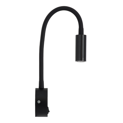GloboStar® GOOSE 60878 Μοντέρνο Φωτιστικό Τοίχου - Απλίκα Ξενοδοχείου Bed Side LED 3W 300lm 36° AC 220-240V - Reading Light - Μ6.5 x Π15 x Υ24.5cm - Φυσικό Λευκό 4500K - Μαύρο - 3 Xρόνια Εγγύηση