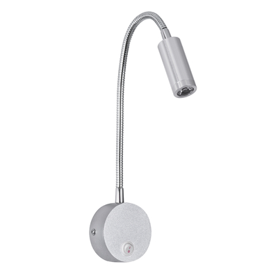 GloboStar® GOOSE 60879 Μοντέρνο Φωτιστικό Τοίχου - Απλίκα Ξενοδοχείου Bed Side LED 3W 300lm 36° AC 220-240V - Reading Light - Μ6.5 x Π15 x Υ24.5cm - Φυσικό Λευκό 4500K - Ασημί Νίκελ - 3 Xρόνια Εγγύηση