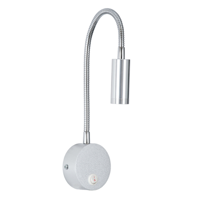 GloboStar® GOOSE 60879 Μοντέρνο Φωτιστικό Τοίχου - Απλίκα Ξενοδοχείου Bed Side LED 3W 300lm 36° AC 220-240V - Reading Light - Μ6.5 x Π15 x Υ24.5cm - Φυσικό Λευκό 4500K - Ασημί Νίκελ - 3 Xρόνια Εγγύηση