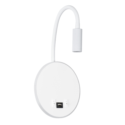 GloboStar® GOOSE 60881 Μοντέρνο Φωτιστικό Τοίχου - Απλίκα Ξενοδοχείου Bed Side LED 6W 600lm 36° & 360° AC 220-240V - Reading Light & 360° Κρυφός Φωτισμός - Φορτιστής USB 3A - Μ15.5 x Π15 x Υ30.5cm - Φυσικό Λευκό 4500K - Λευκό  - 3 Xρόνια Εγγύηση
