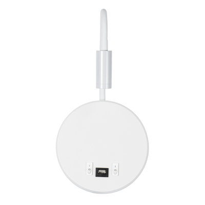 GloboStar® GOOSE 60881 Μοντέρνο Φωτιστικό Τοίχου - Απλίκα Ξενοδοχείου Bed Side LED 6W 600lm 36° & 360° AC 220-240V - Reading Light & 360° Κρυφός Φωτισμός - Φορτιστής USB 3A - Μ15.5 x Π15 x Υ30.5cm - Φυσικό Λευκό 4500K - Λευκό  - 3 Xρόνια Εγγύηση