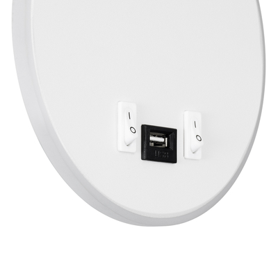 GloboStar® GOOSE 60881 Μοντέρνο Φωτιστικό Τοίχου - Απλίκα Ξενοδοχείου Bed Side LED 6W 600lm 36° & 360° AC 220-240V - Reading Light & 360° Κρυφός Φωτισμός - Φορτιστής USB 3A - Μ15.5 x Π15 x Υ30.5cm - Φυσικό Λευκό 4500K - Λευκό  - 3 Xρόνια Εγγύηση