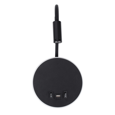 GloboStar® GOOSE 60883 Μοντέρνο Φωτιστικό Τοίχου - Απλίκα Ξενοδοχείου Bed Side LED 6W 600lm 36° & 360° AC 220-240V - Reading Light & 360° Κρυφός Φωτισμός - Φορτιστής USB 3A - Μ15.5 x Π15 x Υ30.5cm - Φυσικό Λευκό 4500K - Μαύρο - 3 Xρόνια Εγγύηση