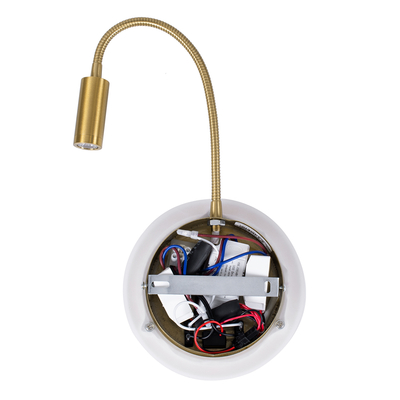 GloboStar® GOOSE 60885 Μοντέρνο Φωτιστικό Τοίχου - Απλίκα Ξενοδοχείου Bed Side LED 6W 600lm 36° & 360° AC 220-240V - Reading Light & 360° Κρυφός Φωτισμός - Φορτιστής USB 3A - Μ15.5 x Π15 x Υ30.5cm - Φυσικό Λευκό 4500K - Χρυσό Βούρτσας - 3 Xρόνια Εγγύηση