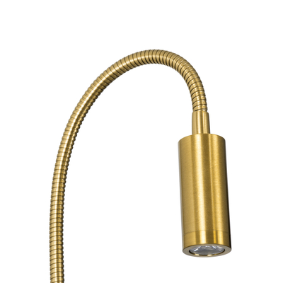 GloboStar® GOOSE 60885 Μοντέρνο Φωτιστικό Τοίχου - Απλίκα Ξενοδοχείου Bed Side LED 6W 600lm 36° & 360° AC 220-240V - Reading Light & 360° Κρυφός Φωτισμός - Φορτιστής USB 3A - Μ15.5 x Π15 x Υ30.5cm - Φυσικό Λευκό 4500K - Χρυσό Βούρτσας - 3 Xρόνια Εγγύηση