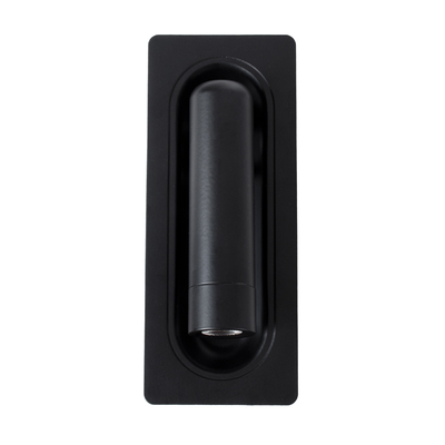 GloboStar® MANHATTAN 61097 Μοντέρνο Χωνευτό Φωτιστικό Τοίχου - Απλίκα Ξενοδοχείου Bed Side LED 3W 405lm 36° AC 220-240V - Reading Light - Μ7 x Π7 x Υ17cm - Φυσικό Λευκό 4500K - Μαύρο