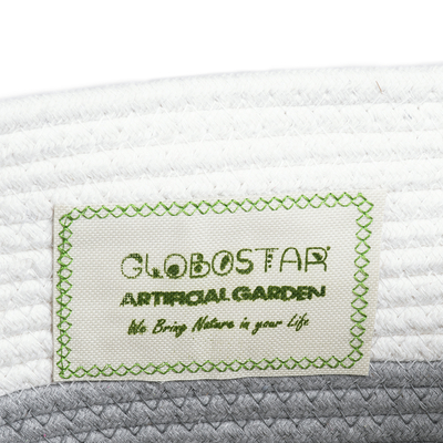 GloboStar® Artificial Garden KEFALONIA 20320 Διακοσμητικό Πλεκτό Καλάθι - Κασπώ Γλάστρα - Flower Pot Γκρι με Λευκό Φ30cm x Υ30cm