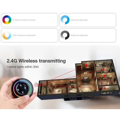 GloboStar® 71434 S2-B Mi-Light Ασύρματο Χειριστήριο Αφής RF 2.4Ghz για όλα τα RGBW+WW Mi-BOXER Controller DC 3V 2 x AAA - IP20 Μαύρο Φ7 x Υ2.5cm - 5 Years Warranty