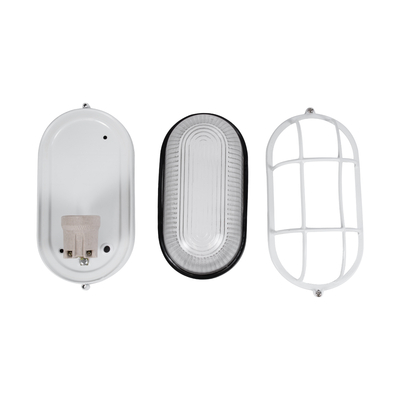 GloboStar® BOATLIGHT 61582 Vintage Industrial Φωτιστικό Τοίχου - Απλίκα - Καραβοχελώνα Εξωτερικού Χώρου Μονόφωτο 1 x E27 AC220-240V Αδιάβροχο IP65 - Σώμα Αλουμινίου & Tempered Glass - Μ21 x Π10.4 x Υ9cm - Λευκό - Οβάλ - 5 Years Warranty