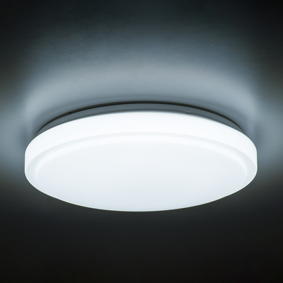 GloboStar® SENSORANO 60994 Πλαφονιέρα Οροφής LED 30W 3000lm 120° AC 220-240V με Ενσωματωμένο Σύστημα Ρυθμιζόμενου Microwave Αισθητήρα Κίνησης - Αδιάβροχη IP54 Φ38 x Υ5.3cm Ψυχρό Λευκό 6000K - Λευκό - Bridgelux Chips - 3 Years Warranty