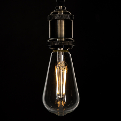 GloboStar® 99016 Λάμπα LED Long Filament E27 ST64 Αχλάδι 8W 800lm 360° AC 220-240V IP20 Φ6.4 x Υ14cm Θερμό Λευκό 2700K με Διάφανο Γυαλί - Dimmable - 3 Years Warranty