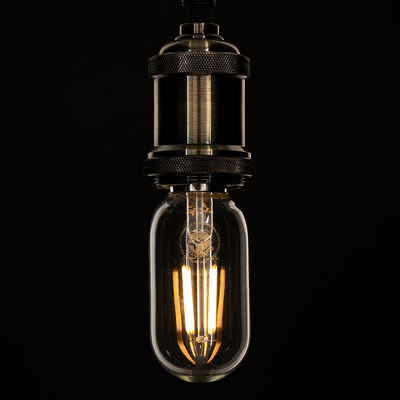 GloboStar® 99018 Λάμπα LED Long Filament E27 T45 Σωλήνας 4W 400lm 360° AC 220-240V IP20 Φ4.5 x Υ11cm Θερμό Λευκό 2700K με Διάφανο Γυαλί - Dimmable - 3 Years Warranty