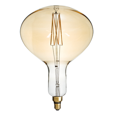 GloboStar® 99027 Λάμπα LED Zig Long Filament E27 R280 BUTTERNUT Γλόμπος 6W 420lm 360° AC 220-240V IP20 Φ28 x Υ41cm Ultra Θερμό Λευκό 2200K με Μελί Γυαλί - Dimmable - 3 Years Warranty