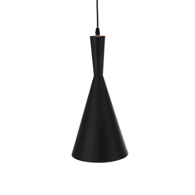 GloboStar® SHANGHAI 01025-C Μοντέρνο Κρεμαστό Φωτιστικό Καμπάνα Μονόφωτο 1 x E27 IP20 Μαύρο & Χρυσό Μέταλλο - Μ19 x Π19 x Υ38cm