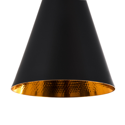 GloboStar® SHANGHAI 01025-C Μοντέρνο Κρεμαστό Φωτιστικό Καμπάνα Μονόφωτο 1 x E27 IP20 Μαύρο & Χρυσό Μέταλλο - Μ19 x Π19 x Υ38cm