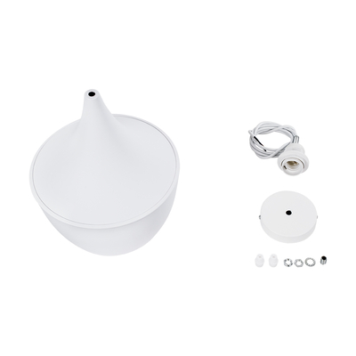 GloboStar® SHANGHAI 01026-A Μοντέρνο Κρεμαστό Φωτιστικό Καμπάνα Μονόφωτο 1 x E27 IP20 Λευκό & Χρυσό Μέταλλο - Μ25 x Π25 x Υ30cm