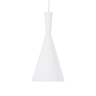 GloboStar® SHANGHAI 01026-C Μοντέρνο Κρεμαστό Φωτιστικό Καμπάνα Μονόφωτο 1 x E27 IP20 Λευκό & Χρυσό Μέταλλο - Μ19 x Π19 x Υ38cm