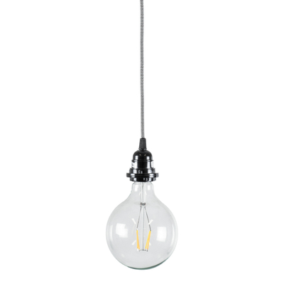 GloboStar® 77668 Μοντέρνο Κρεμαστό Φωτιστικό Ανάρτηση Μονόφωτο 1 x E27 IP2 Μαύρο & Άσπρο Ύφασμα με Μαύρο Πλαστικό - Μ5.8 x Π5.8 x Υ140cm